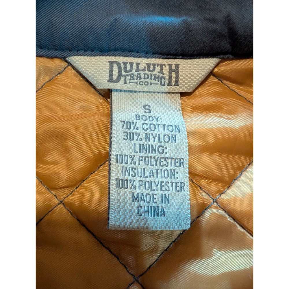 Duluth Trading Co Womens Quilted Utility Barn Vest Slate Blue Gray Mustard S - Picture 3 of 8